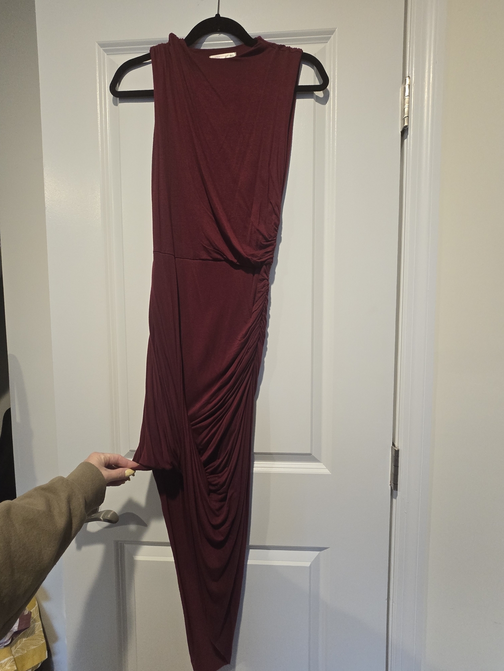 a'gaci Sleeveless Draped Maxi Dress in Wine